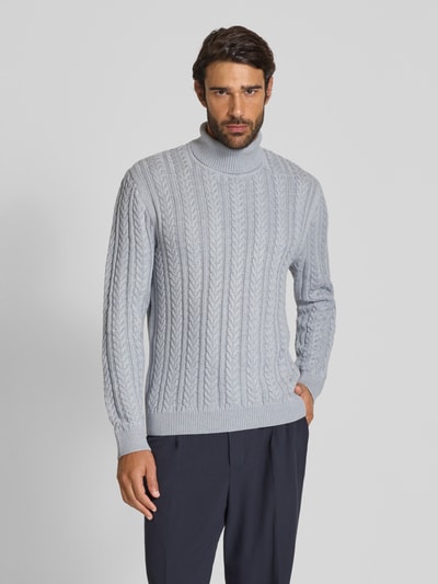 Jack & Jones Premium Strickpullover mit Zopfmuster Hellgrau Melange 4