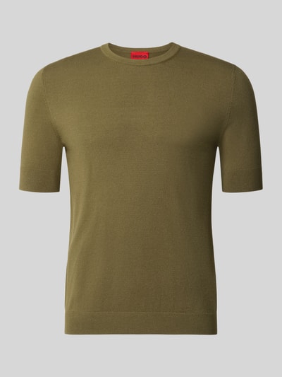 Produktfoto, oliwkowozielony męski t-shirt z drobnego splotu Slim Fit T-Shirt aus Feinstrick Modell 'SAN CARL-CV' von HUGO