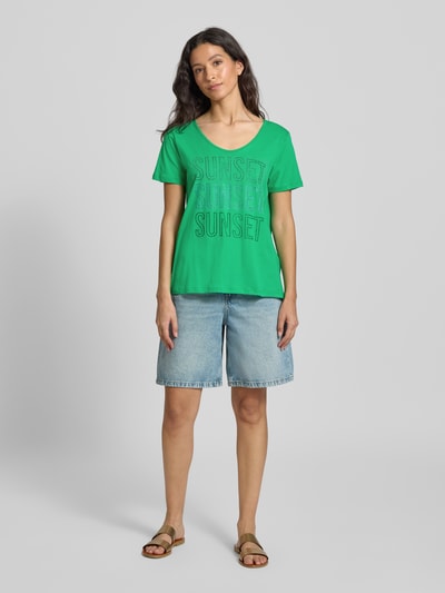 Milano Italy T-Shirt mit Strasssteinbesatz Gruen 1