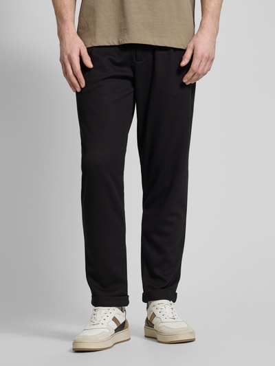 MCNEAL Tapered Fit Bundfaltenhose mit Strukturmuster Black 4