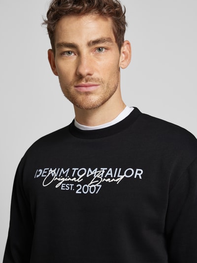 Tom Tailor Denim Basic Fit Sweatshirt mit Label-Schriftzug Black 3