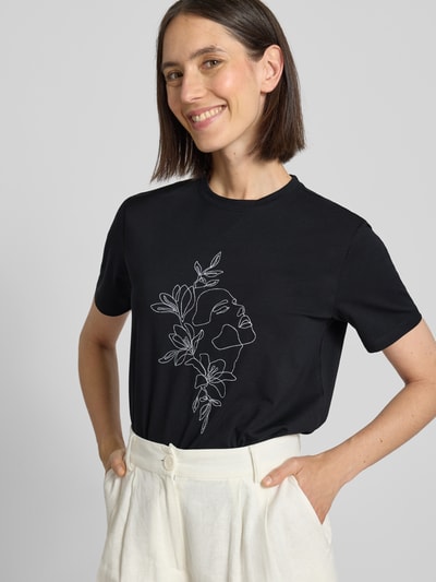 Vila T-shirt met motiefprint, model 'NORA' Zwart - 3