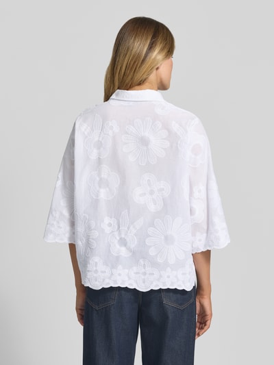 MORE & MORE Regular Fit Bluse mit Stitchings und 3/4-Arm Weiss 5