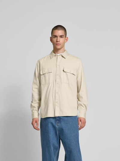 Wood Wood Relaxed Fit Freizeithemd mit Brusttasche Hellgrau 4