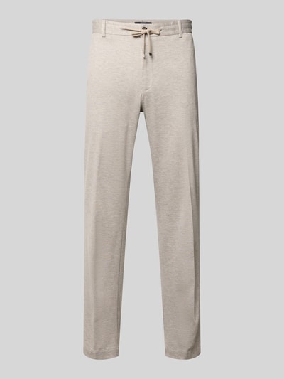 Produktfoto, Slim Fit spodnie z trokiem model 'Sake' od JOOP! z mieszanki wiskozy z dodatkiem streczu, kolor beżowy, szerokość w rozmiarze 50: 44 cm, długość wewnętrzna nogawki w rozmiarze 50: 82 cm, kolekcja JOOP! COLLECTION, kieszenie z tyłu