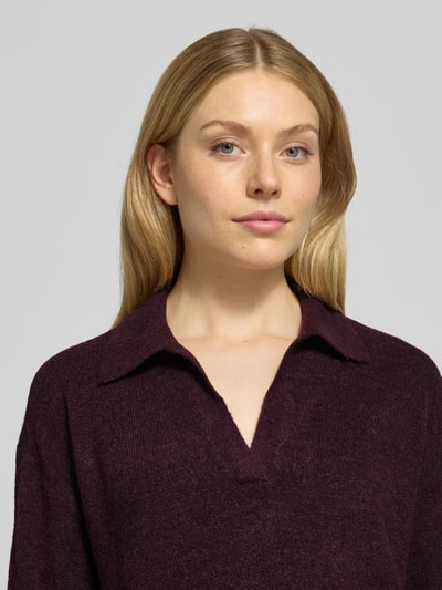 VERO MODA Regular Fit Strickpullover mit Hemdkragen Modell 'LEFILE' Bordeaux 3