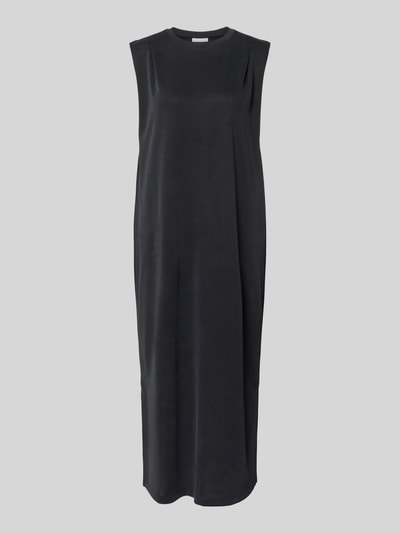 Produktfoto, Midikleid aus Modal-Mix mit Rundhalsausschnitt von Jake*s Collection, czarny, prosty krój, boczne rozcięcie, długość 118 cm, szerokość w rozmiarze S 57 cm