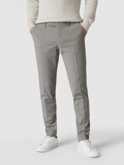 Cinque Slim fit pantalon met persplooien, model 'Monopoli' Lichtgrijs - 4