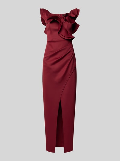 Lipsy Abendkleid mit Volants Dunkelrot 2