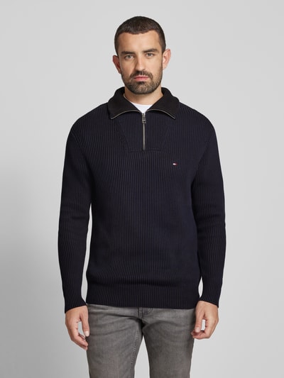 Tommy Hilfiger Sweter z dzianiny z wyhaftowanym logo Granatowy 4