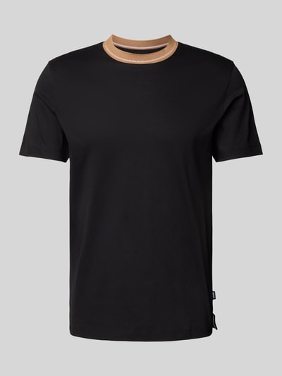BOSS T-Shirt mit geripptem Rundhalsausschnitt Modell 'Tessler' Black 2