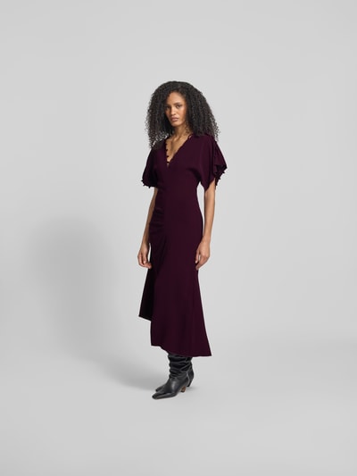 Victoria Beckham Midikleid aus Viskose-Mix Bordeaux 1