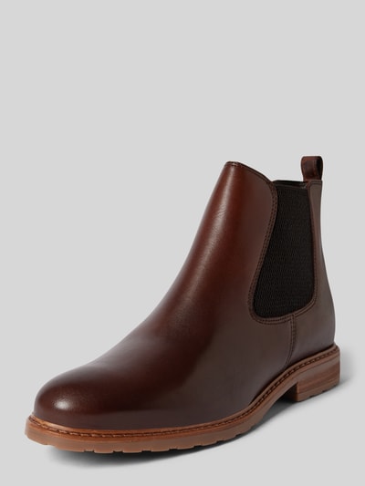 Tamaris Chelsea Boots aus Leder mit Ziernaht Dunkelbraun 1