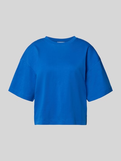 Produktfoto, Oversized T-Shirt aus reiner Baumwolle von s.Oliver RED LABEL in Unifarbe Blau, Kurzarm, Rundhals, Jersey-Struktur