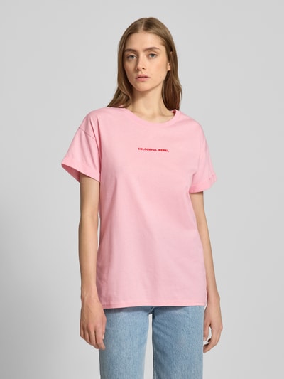 Colourful Rebel T-Shirt mit Label-Print Rosa 4