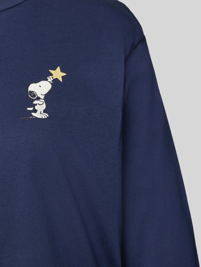 Jake*s Casual Pyjama-Oberteil mit Peanuts Print aus reiner Baumwolle Dunkelblau Melange 2