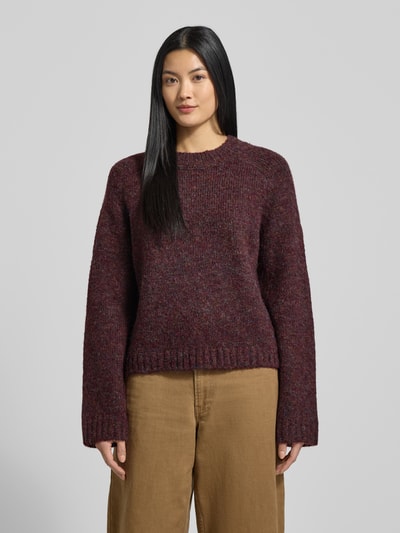 VERO MODA Regular fit gebreide pullover met wol, model 'INGRID' Bordeaux gemêleerd - 4