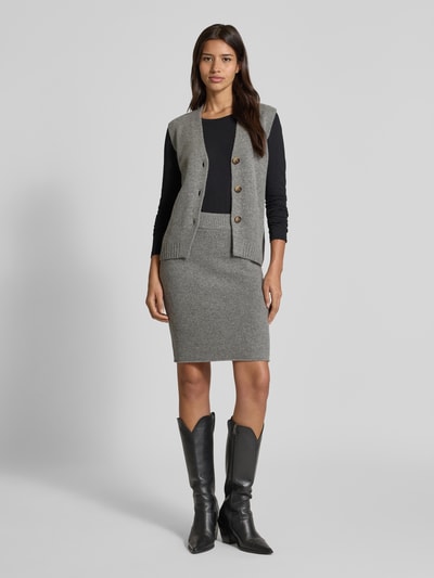 Christian Berg Woman Strickweste aus Wolle mit V-Ausschnitt Mittelgrau Melange 1