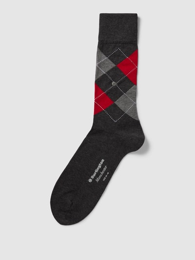 Burlington Socken mit Karomuster Modell 'MANCHESTER' Anthrazit 1