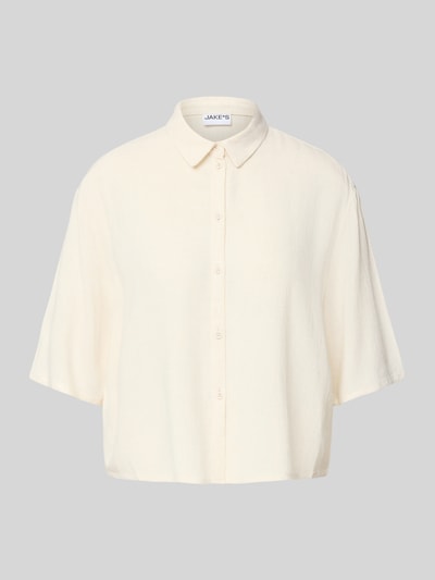Jake*s Casual Bluzka koszulowa o kroju relaxed fit z rękawem o dł. 1/2 Beżowy 2