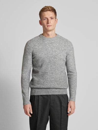 SELECTED HOMME Sweter z dzianiny z okrągłym dekoltem model ‘RAI’ Jasnoszary 4