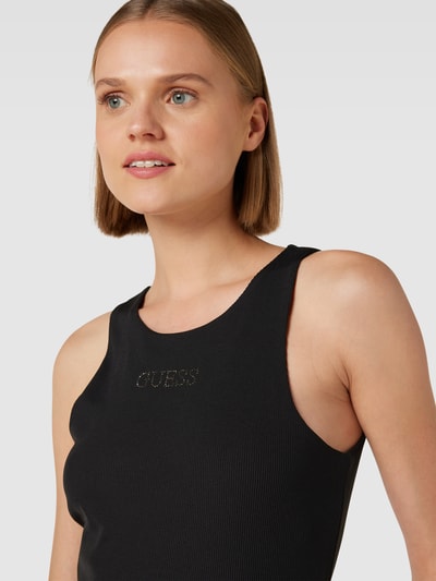 GUESS Body mit Label-Print aus Strasssteinbesatz Modell 'GUENDALINA' Black 3