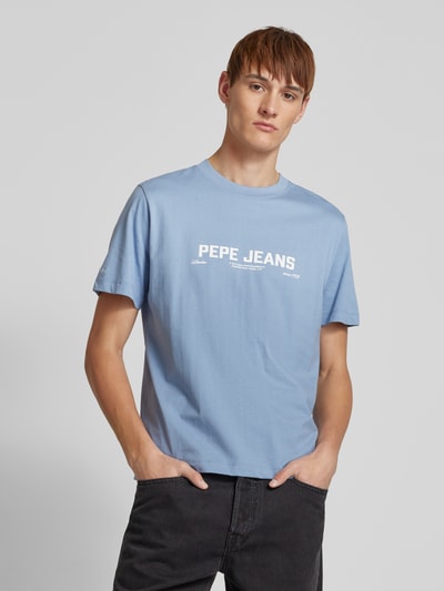 Pepe Jeans T-shirt met labelprint Lichtblauw - 4