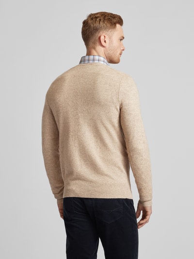 Christian Berg Men Strickpullover mit gerippten Abschlüssen Hellbraun Melange 5