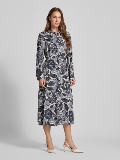 comma Midikleid mit Knopfleiste Rauchblau 1