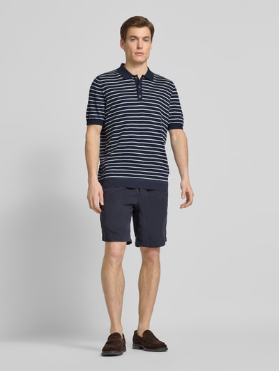 Fynch-Hatton Regular Fit Poloshirt mit gerippten Abschlüssen Marine 1