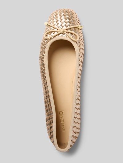 INUOVO Ballerina's van leer met strikdetail Goud gemêleerd - 3