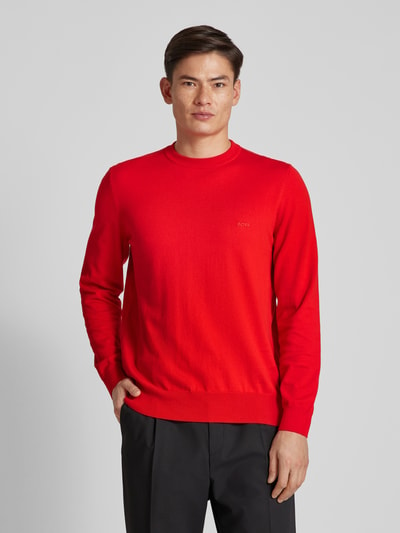 BOSS Gebreide pullover met labelstitching, model 'Pacas' Rood - 4