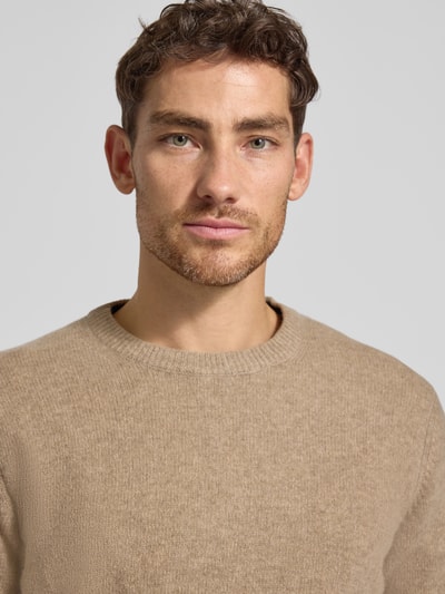 Casual Friday Strickpullover aus Woll-Mix Modell 'KARL' Camel Melange 3