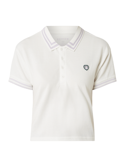 Review Cropped Poloshirt mit Herz-Aufnäher Offwhite 2