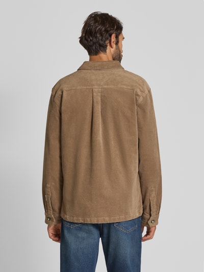 Lindbergh Modern fit overhemdjack met borstzak, model 'Superflex' Zand - 5