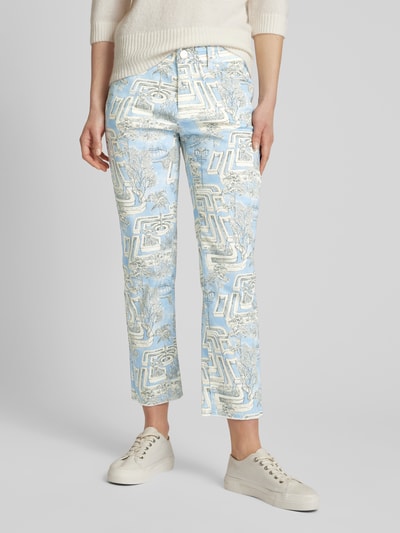 SEDUCTIVE Slim fit broek met all-over print, model 'CLAIRE' Lichtblauw - 4