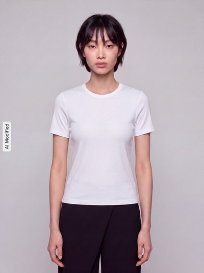 ONLY Slim Fit T-Shirt aus Baumwoll-Mix Modell 'RILEY' Weiss 4