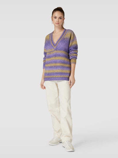 Tom Tailor Denim Strickpullover mit tiefem V-Ausschnitt Modell 'colourflow' Purple 1