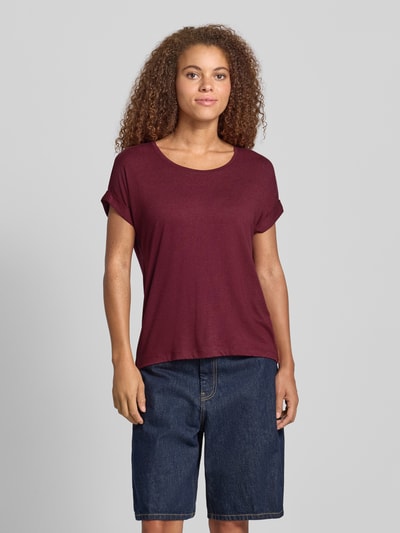 Only Relaxed Fit T-Shirt aus Viskose-Mix Modell 'MOSTER' Dunkelrot 4