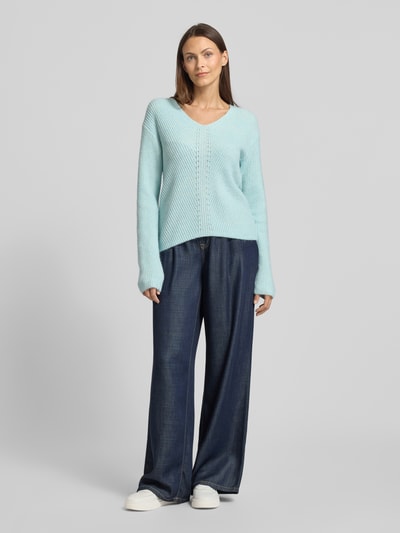 s.Oliver RED LABEL Regular fit gebreide pullover met wol Mintgroen - 1