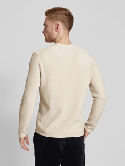 Marc O'Polo Regular fit gebreide pullover van chenillegaren van biologisch katoen in gladde dwarsgebreide structuur Beige - 5