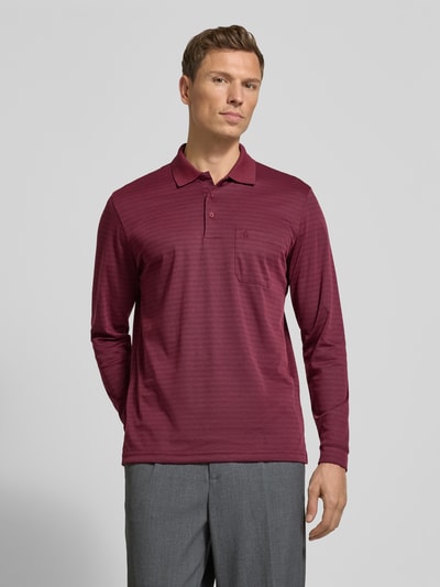 RAGMAN Regular Fit Poloshirt mit Brusttasche Modell 'Fineliner' Bordeaux 4