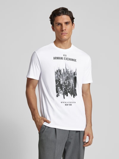 ARMANI EXCHANGE T-shirt met label- en motiefprint Wit - 4