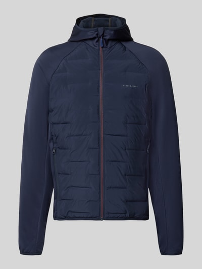 Produktfoto, Hybrid Jacke mit Kapuze Modell 'PERFECT' von JACK & JONES in Dunkelblau mit Reißverschluss, Logo-Print und seitlichen Taschen
