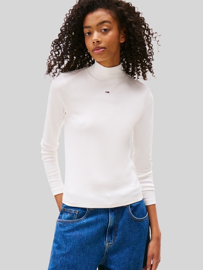 Tommy Jeans Slim fit shirt met lange mouwen met mockneck Wit - 4