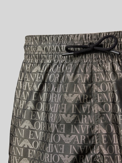 Emporio Armani Relaxed Fit Badeshorts mit Label-Print Dunkelgrau 2