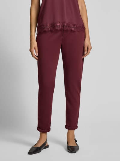 FREE/QUENT Slim fit stoffen broek met vaste boorden, model 'Nanni' Bordeaux - 4