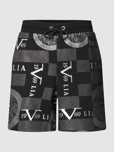 19V69 Italia Sweatshort met all-over motief Zwart - 2