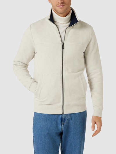 Tom Tailor Sweatjack met steekzakken, model 'cutline' Offwhite - 4