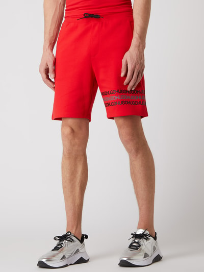 HUGO Sweatshorts van katoen, model 'Dakumi' Rood - 4